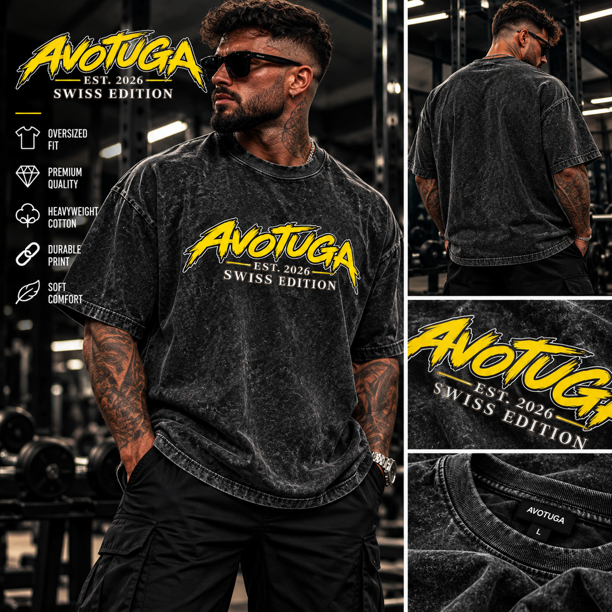 AVOTUGA Oversized Vintage Tee – Swiss Editton