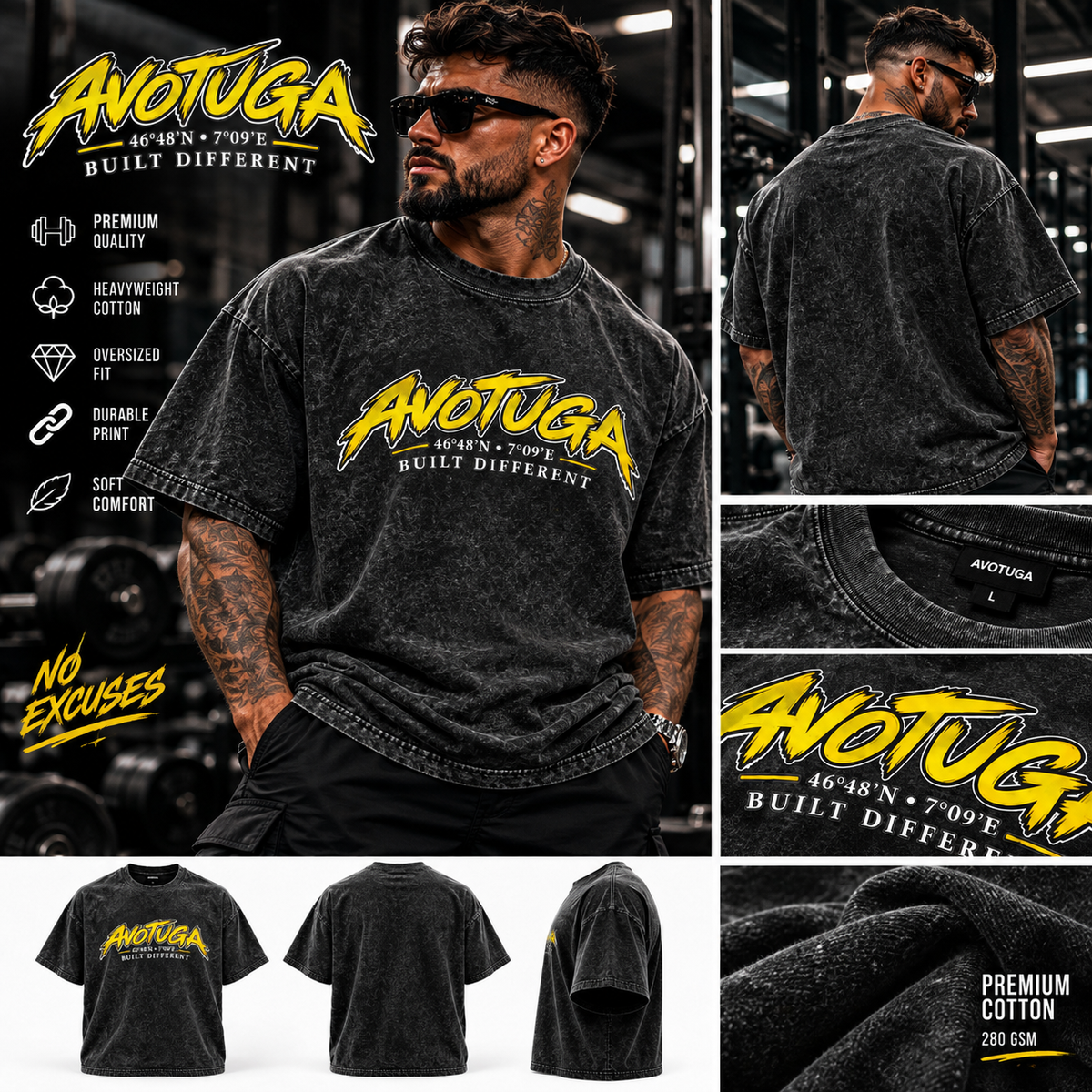AVOTUGA Oversized Vintage Tee – Strength Division